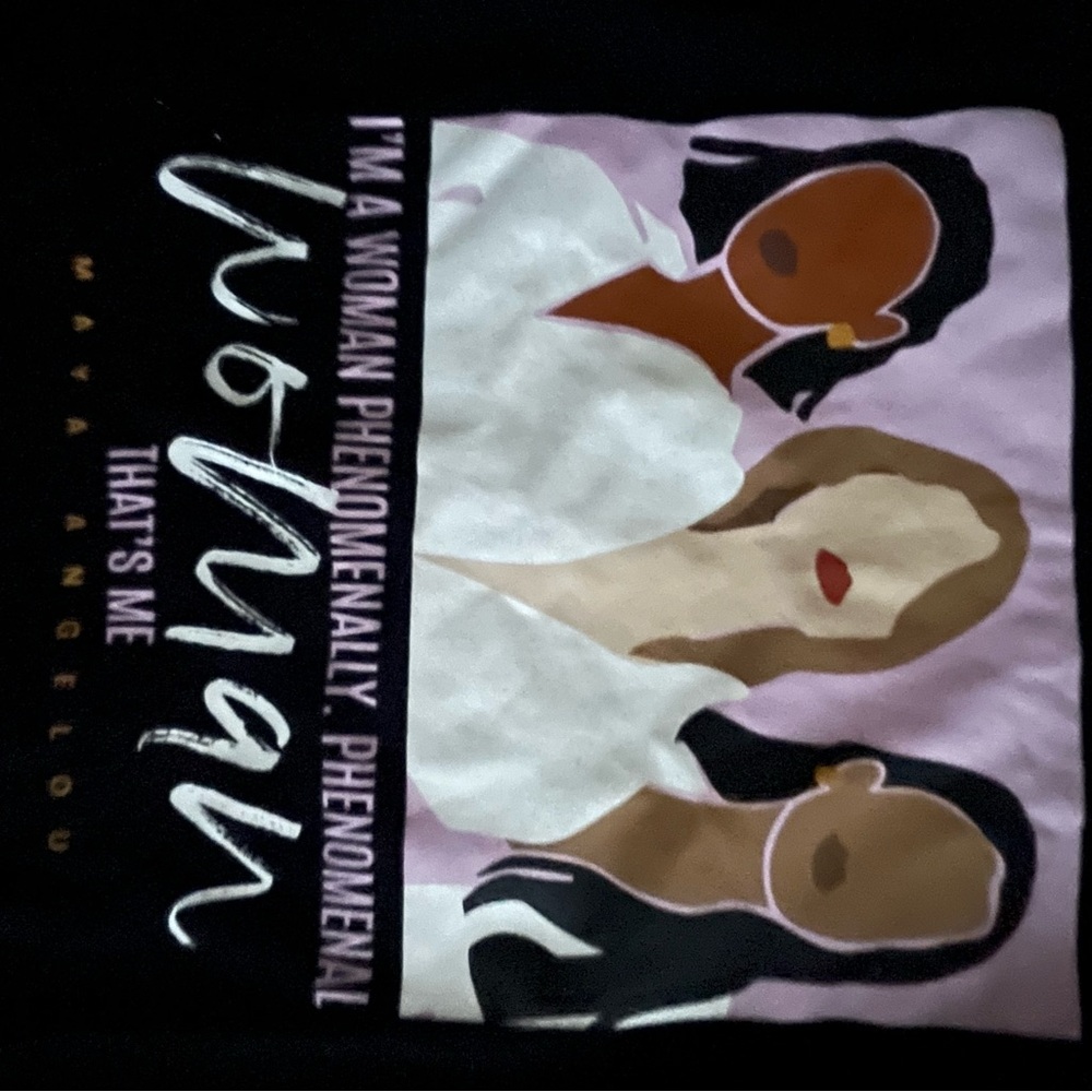 Woman Phenomenal Graphic Tee - Black with Pastel Illustration